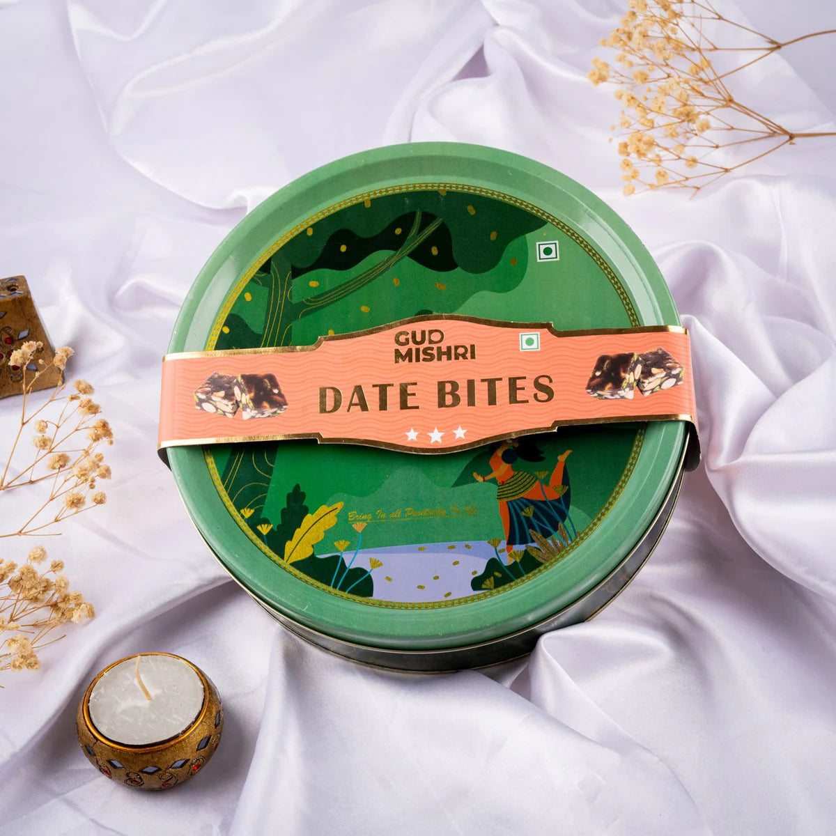 Gudmishri Date Bites Round Tin Box