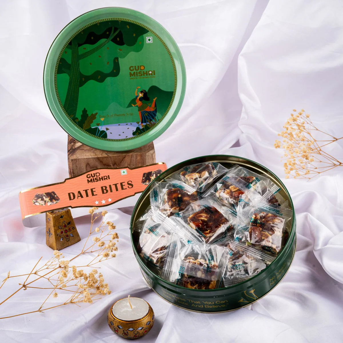 Gudmishri Date Bites Round Tin Box