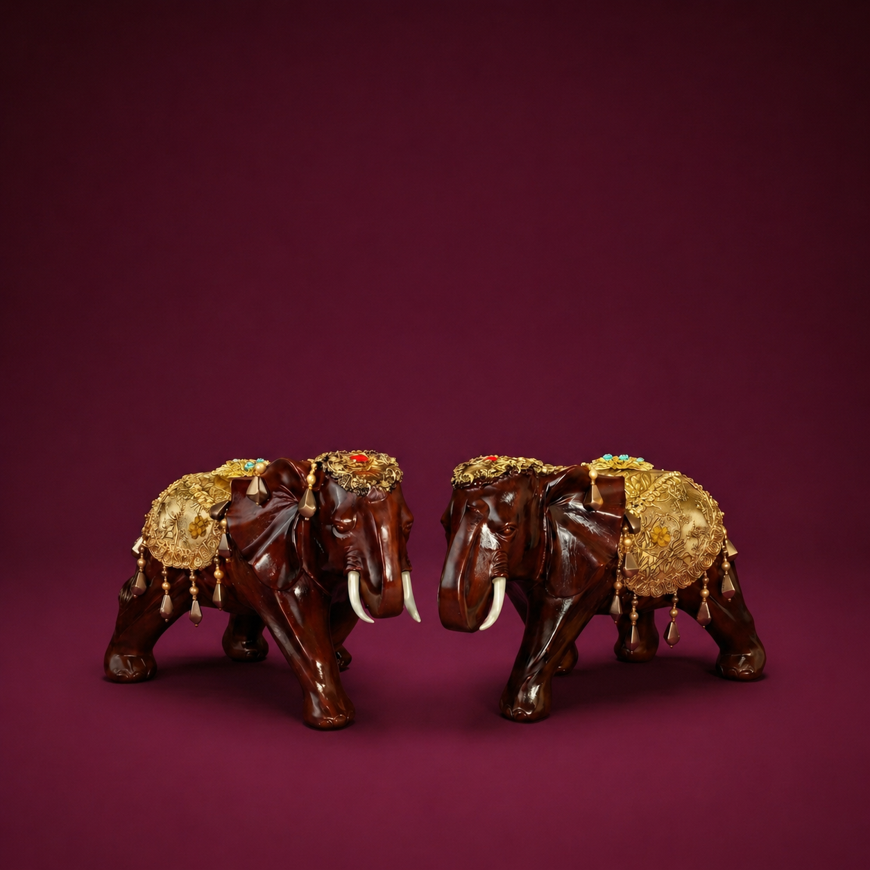 Elephant With Decoration Pair