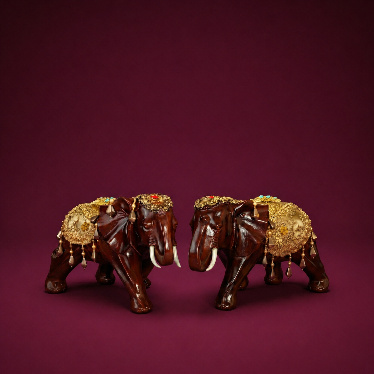Elephant With Decoration Pair