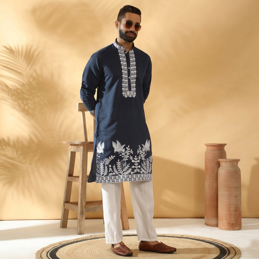 Ananya Exports' Embroidery Roman Fabric Kurta
