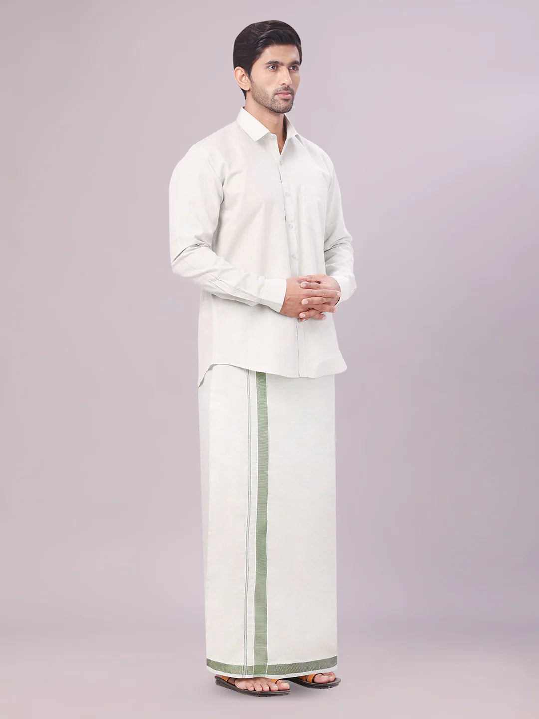 Minister White's Father & Son Tissue Shirt with Jari Dhoti Combo