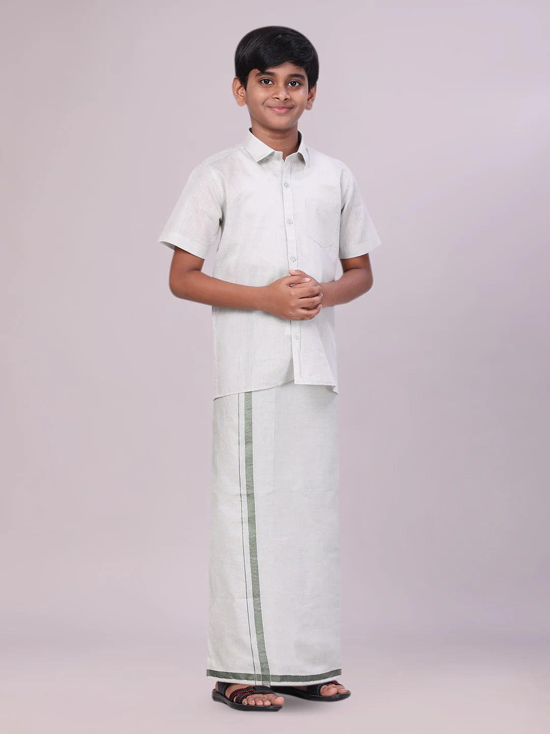 Minister White's Father & Son Tissue Shirt with Jari Dhoti Combo