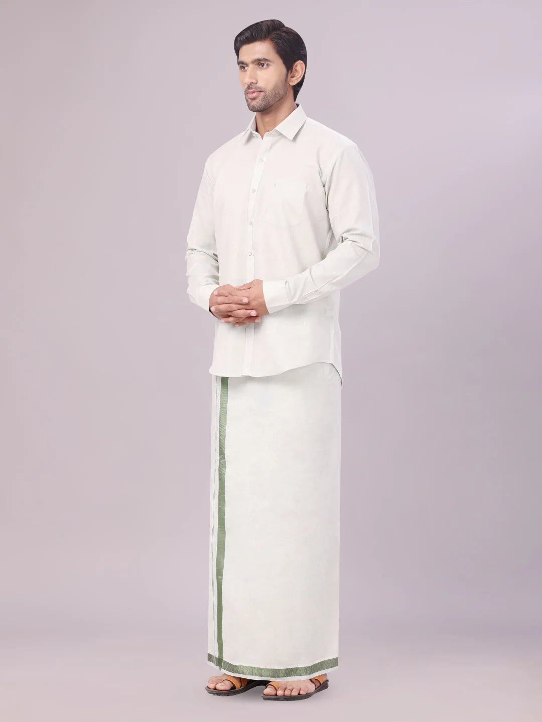 Minister White's Father & Son Tissue Shirt with Jari Dhoti Combo