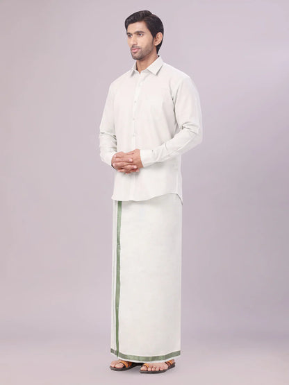 Minister White's Father & Son Tissue Shirt with Jari Dhoti Combo