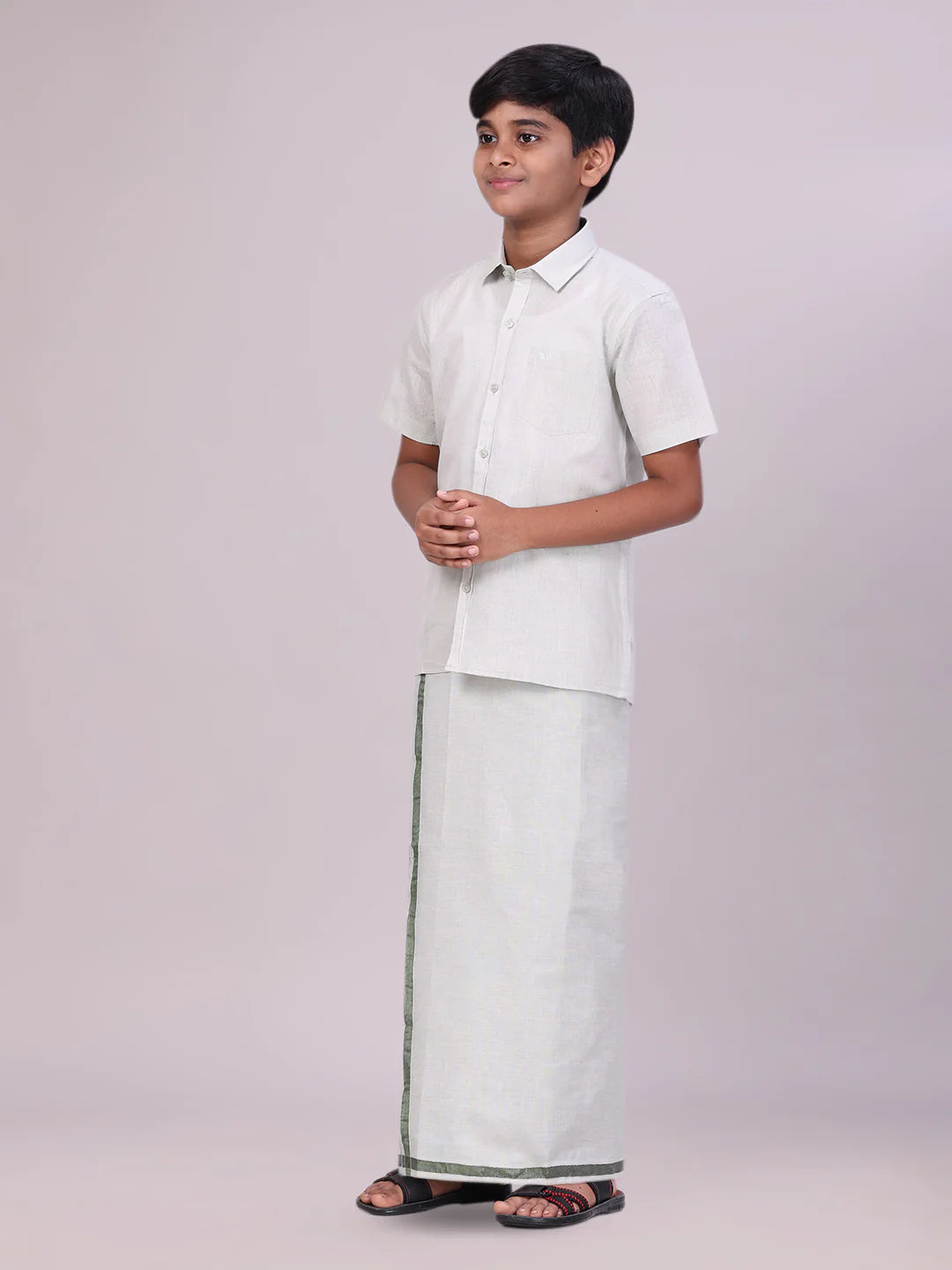 Minister White's Father & Son Tissue Shirt with Jari Dhoti Combo