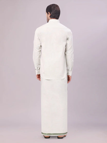 Minister White's Father & Son Tissue Shirt with Jari Dhoti Combo
