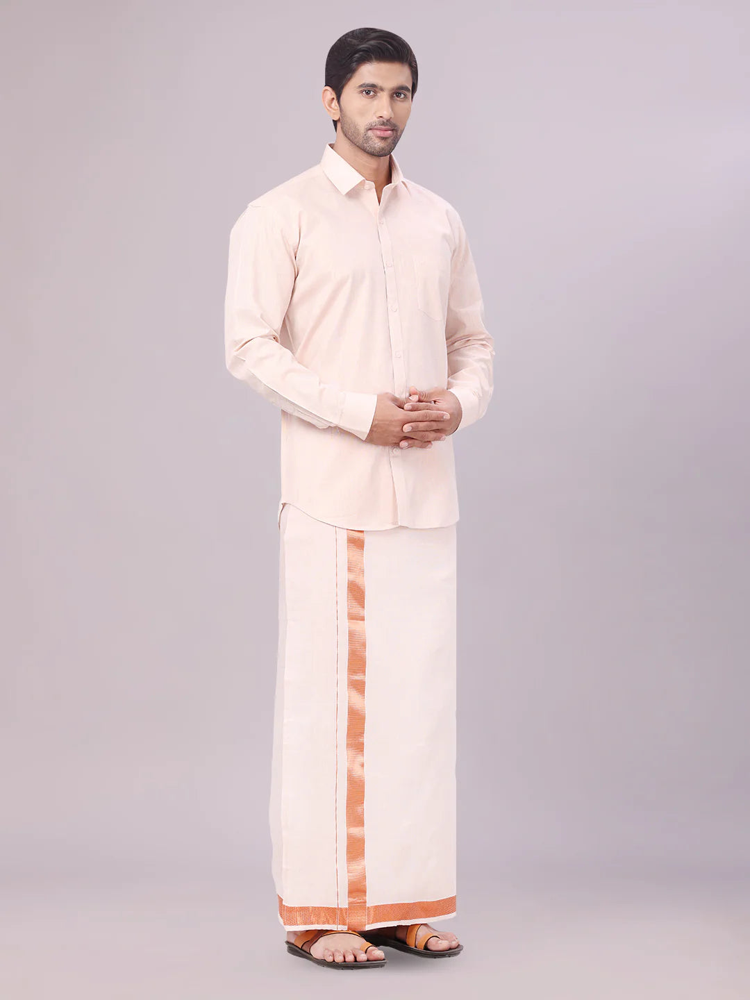 Minister White's Father & Son Tissue Shirt with Jari Dhoti Combo
