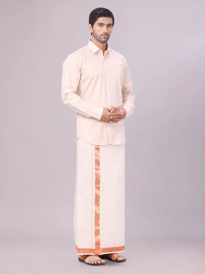 Minister White's Father & Son Tissue Shirt with Jari Dhoti Combo