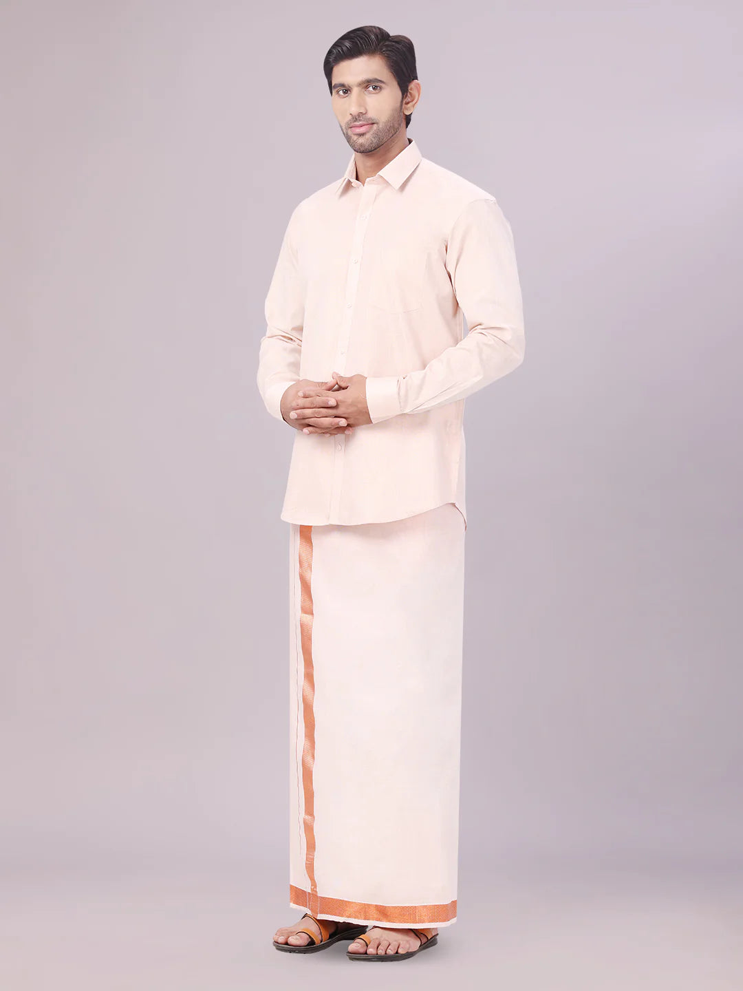 Minister White's Father & Son Tissue Shirt with Jari Dhoti Combo