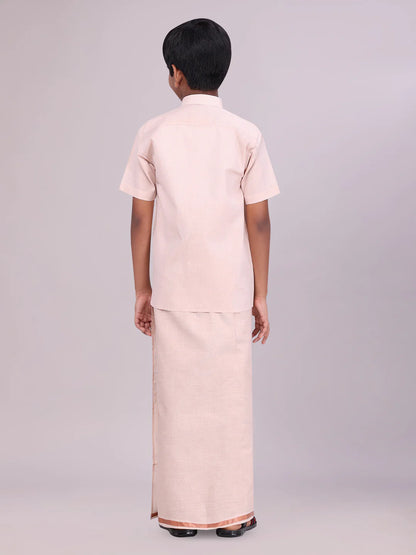 Minister White's Father & Son Tissue Shirt with Jari Dhoti Combo