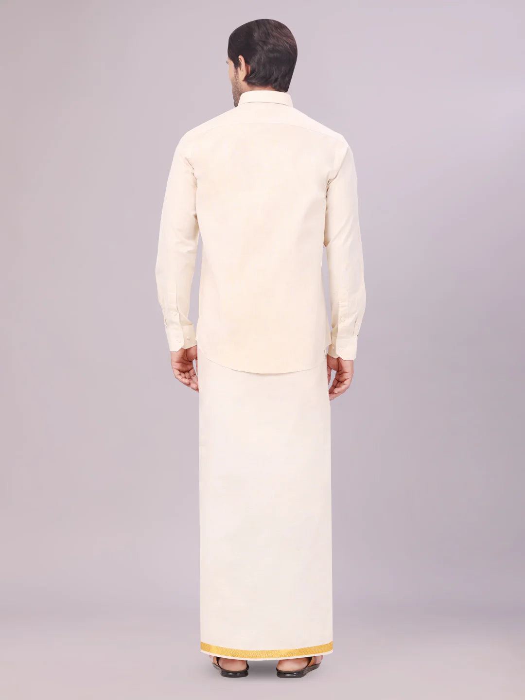 Minister White's Father & Son Tissue Shirt with Jari Dhoti Combo