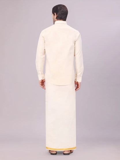 Minister White's Father & Son Tissue Shirt with Jari Dhoti Combo