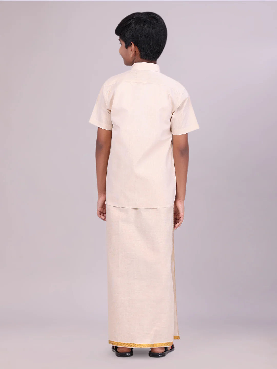 Minister White's Father & Son Tissue Shirt with Jari Dhoti Combo