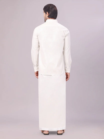 Minister White's Father & Son Tissue Shirt with Jari Dhoti Combo