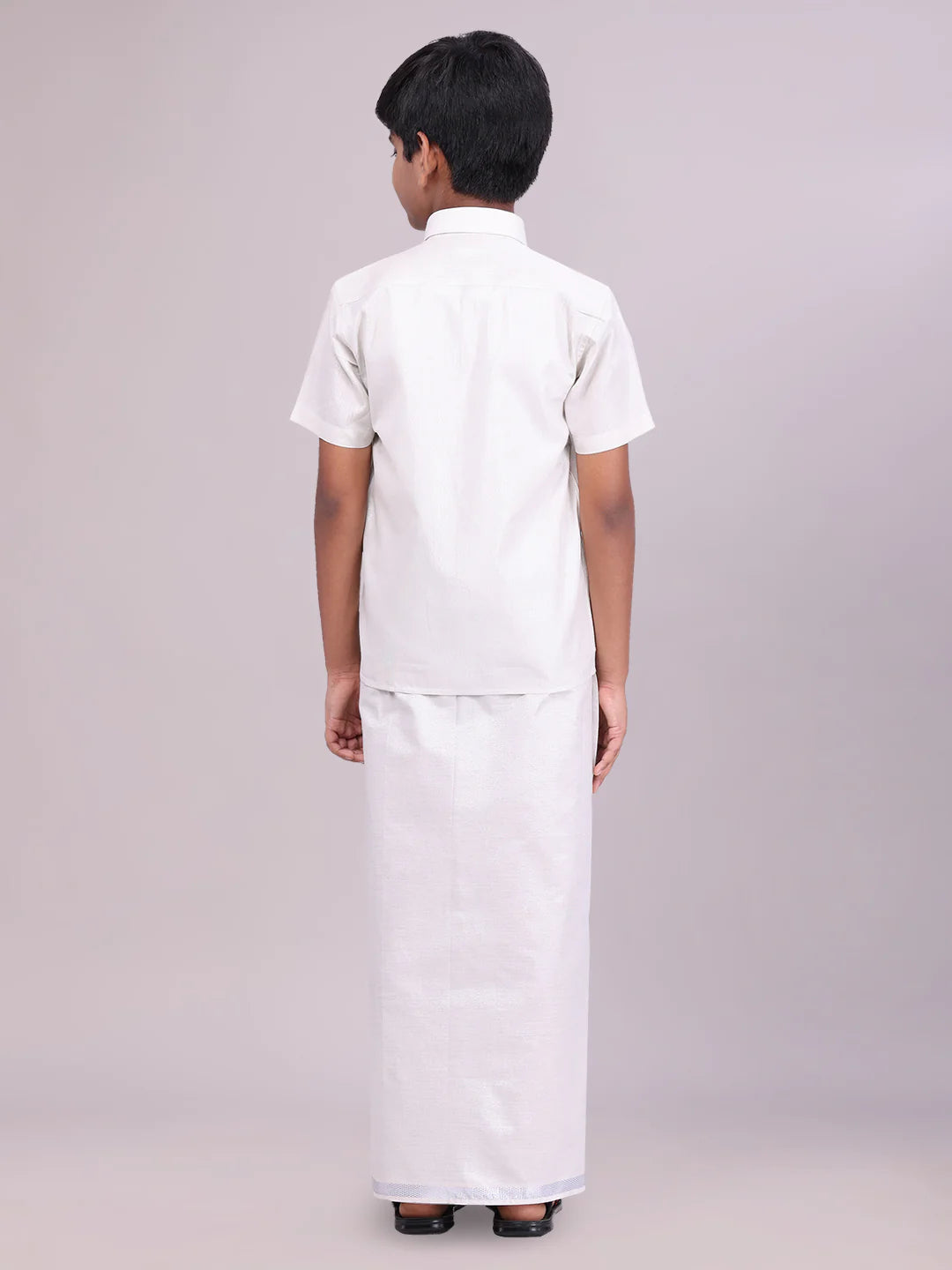 Minister White's Father & Son Tissue Shirt with Jari Dhoti Combo