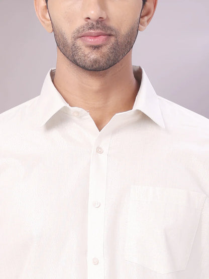 Minister White's Father & Son Tissue Shirt with Jari Dhoti Combo