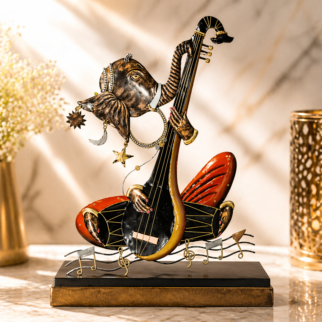 Ganesha Playing Veena - Metal