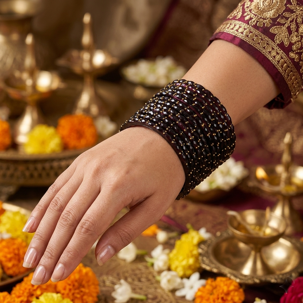 Glass Bangles - Black 5