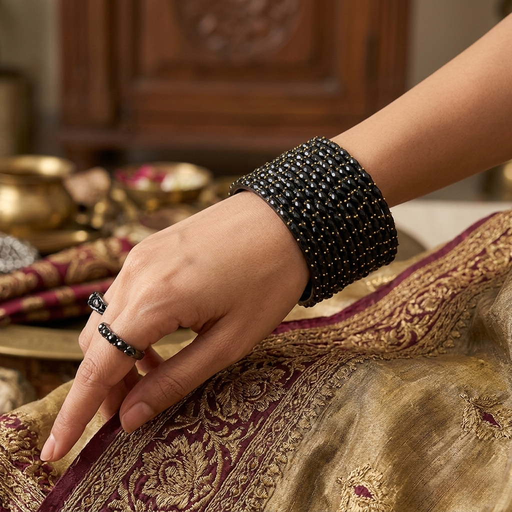 Glass Bangles - Black 6