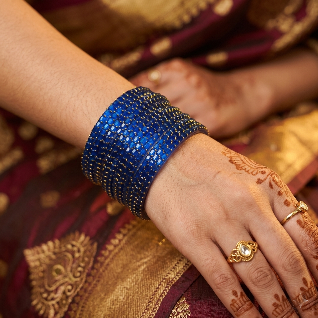 Glass Bangles - Blue 10