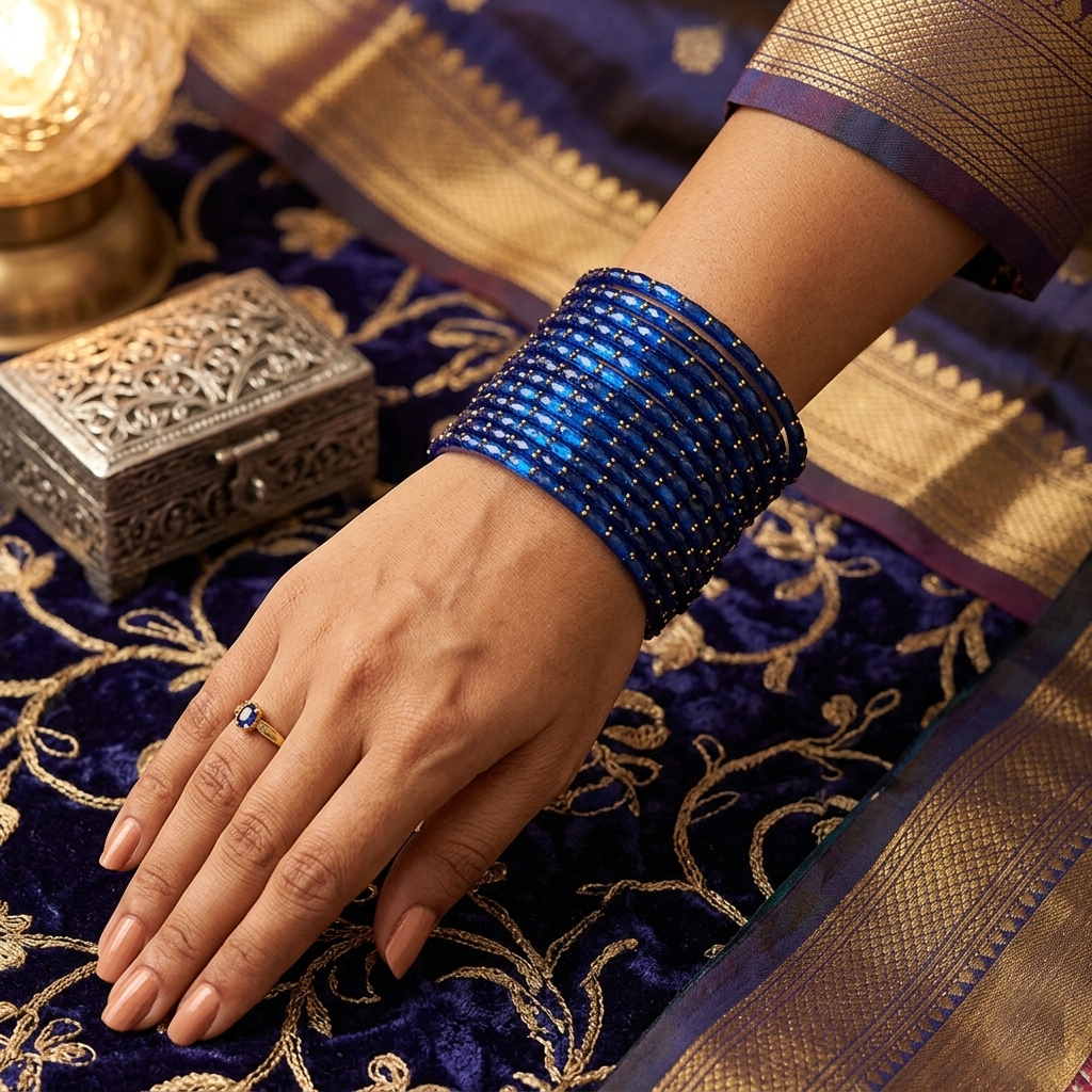 Glass Bangles - Blue 4
