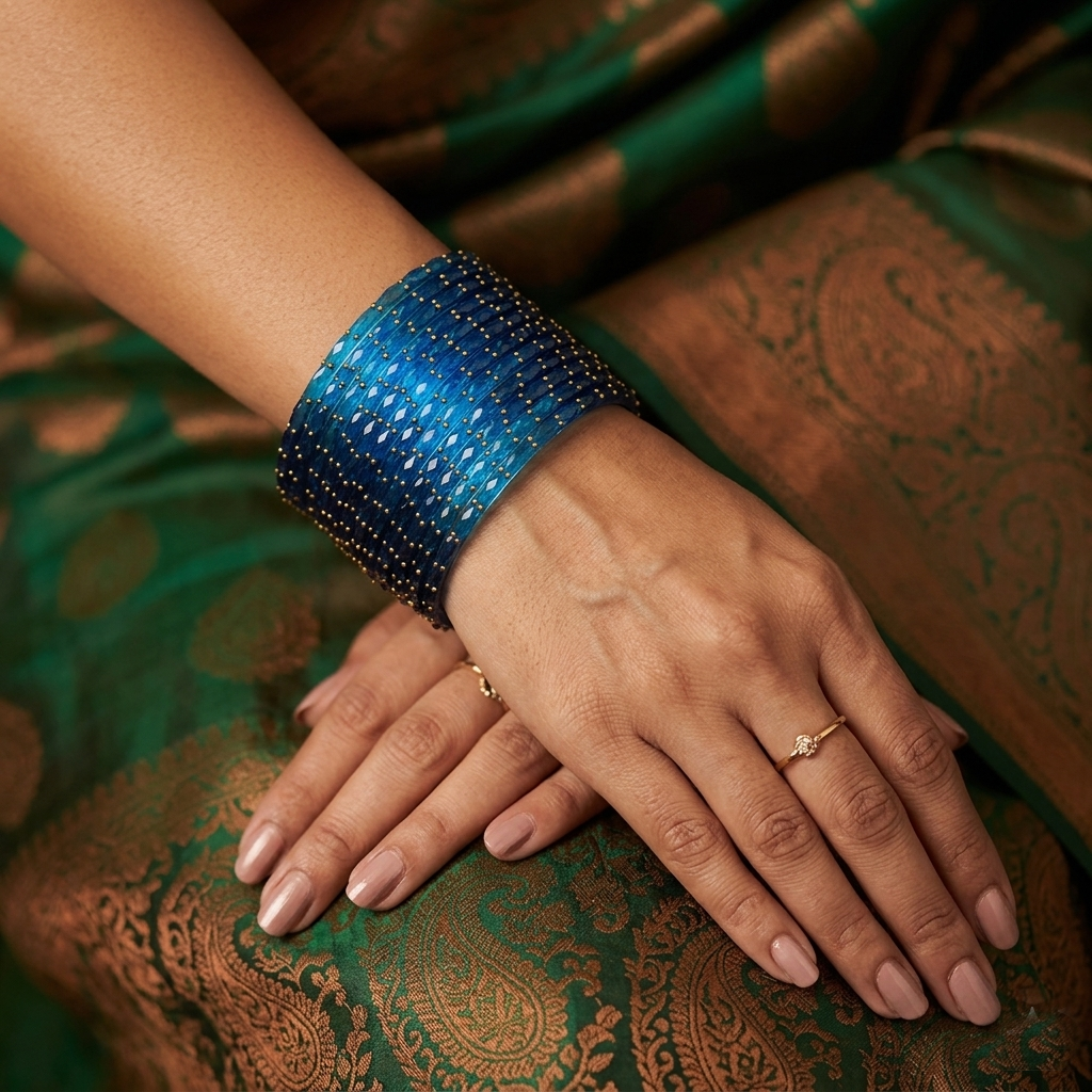 Glass Bangles - Blue 5