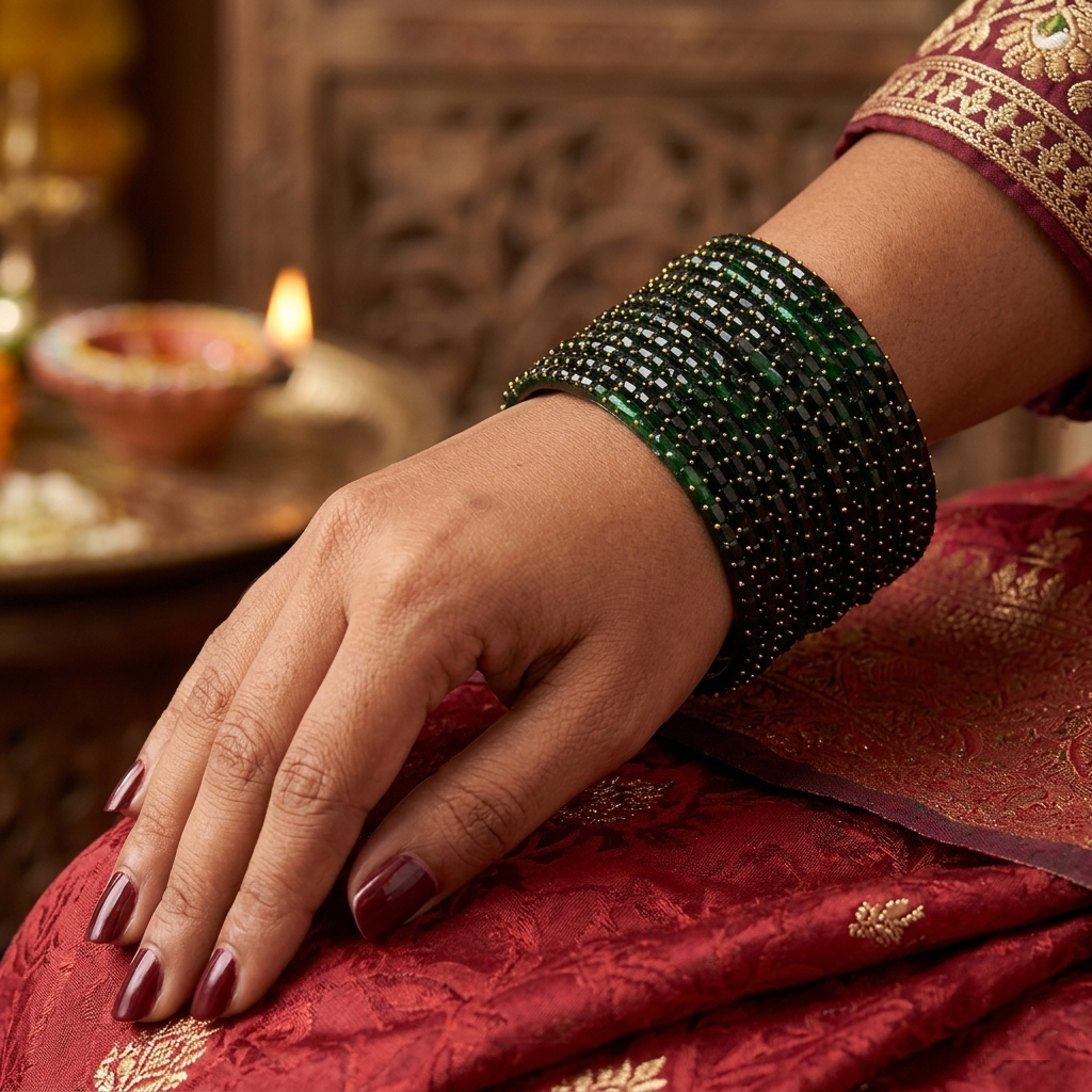 Glass Bangles - Dark Green 1