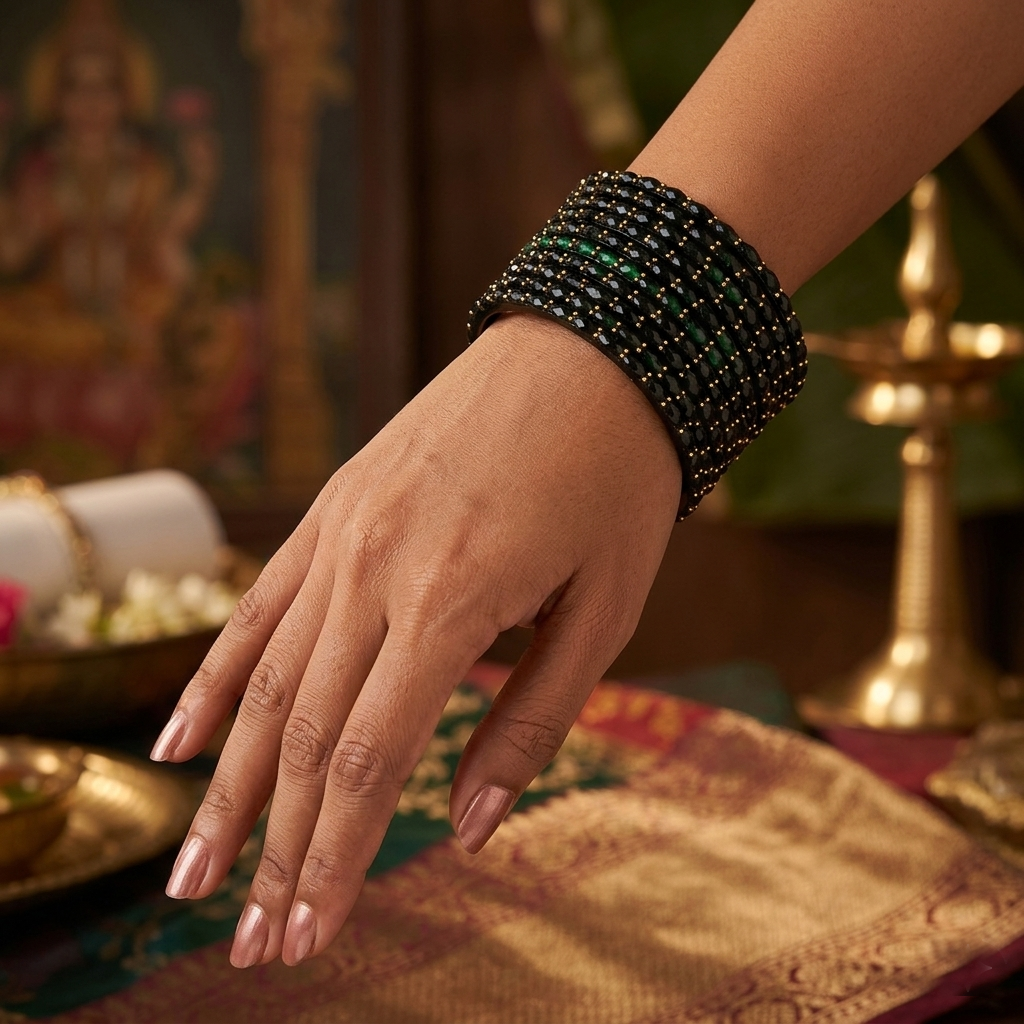 Glass Bangles - Dark Green 3