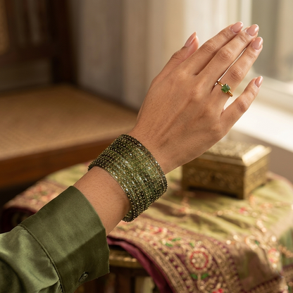 Glass Bangle - Green 12
