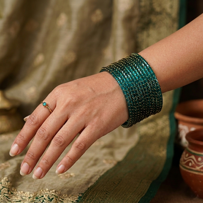 Glass Bangle - Green 14
