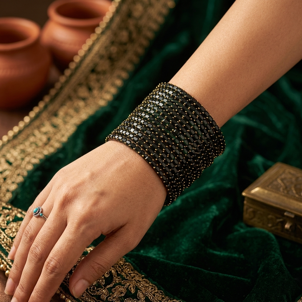 Glass Bangle - Green 15