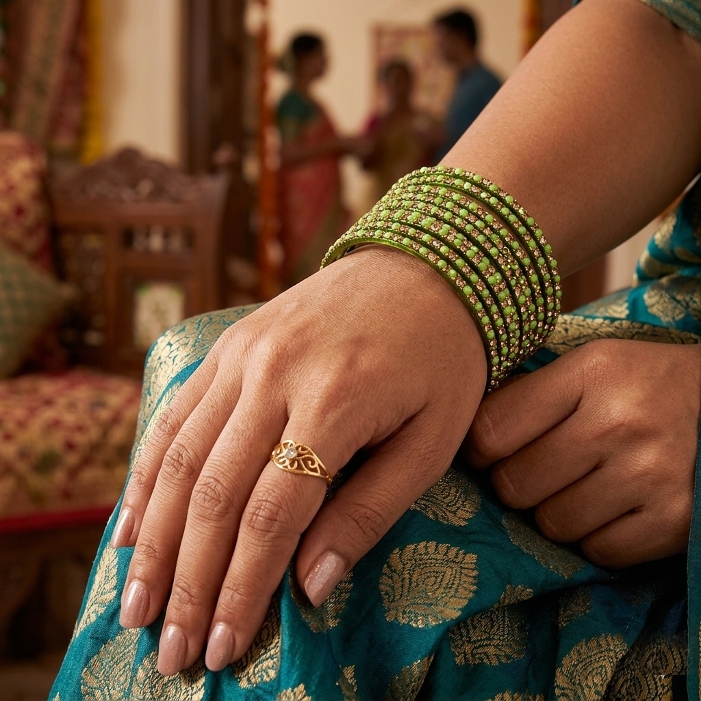 Glass Bangle - Green 2