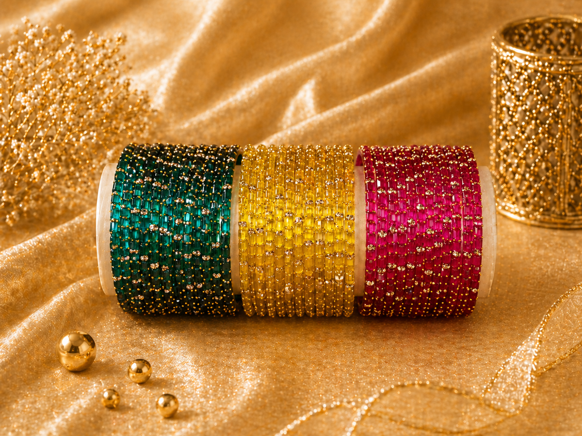 Glass Bangle - Green Red Yellow