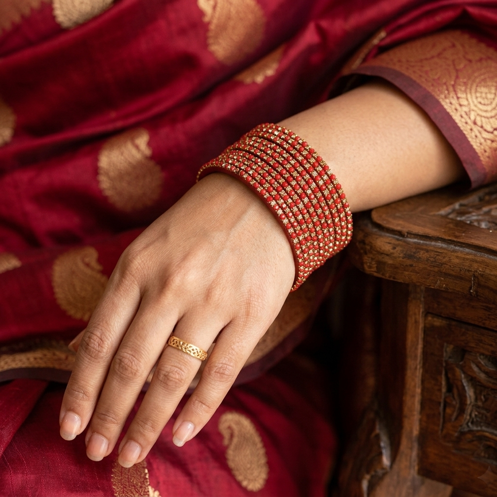 Glass Bangle - Red 3