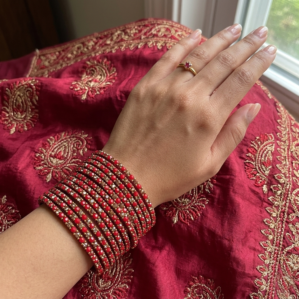 Glass Bangle - Red 4