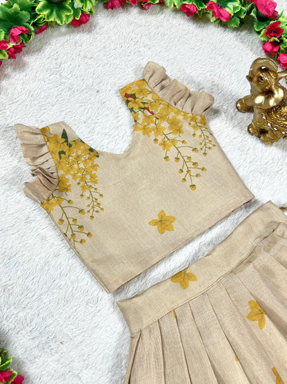 RKT Fashion's Golden Bloom Pattu Pavadai Set