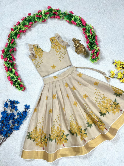 RKT Fashion's Golden Bloom Pattu Pavadai Set