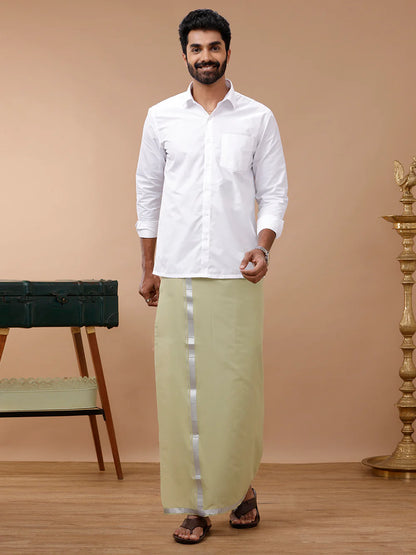 Ramraj's Cotton Rich White Shirt with Single Layer Dhoti Combo