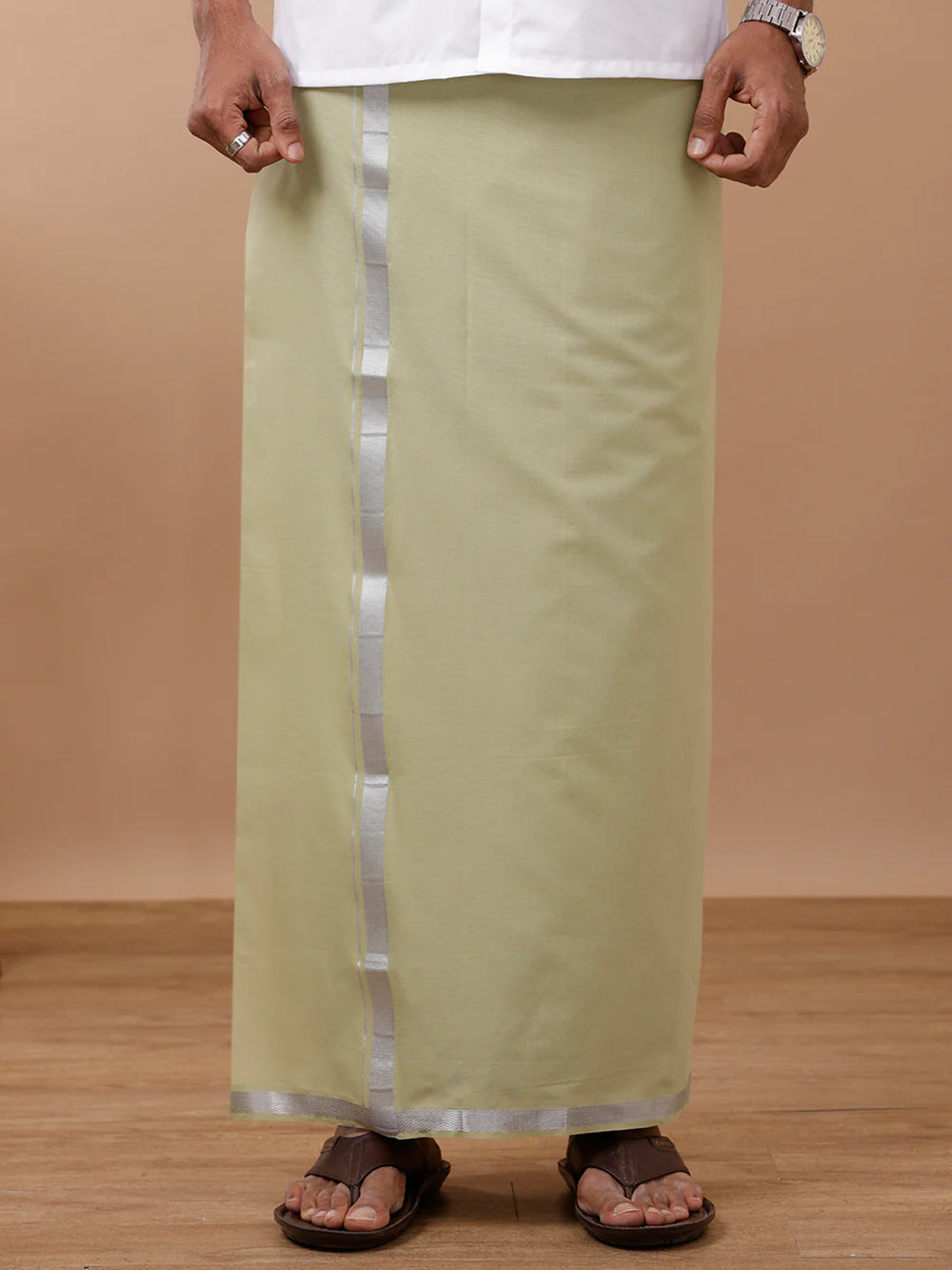 Ramraj's Cotton Rich White Shirt with Single Layer Dhoti Combo