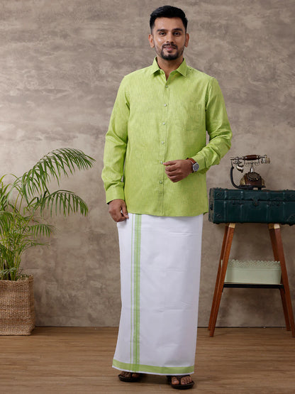 Ramraj's Cotton Rich Shirt with Matching Border Dhoti Set