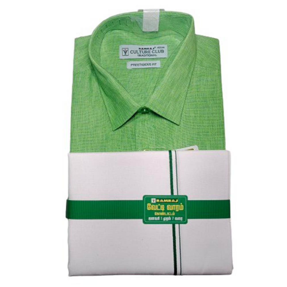 Ramraj's Men's  Green Half Sleeve Shirt & Dhoti Set