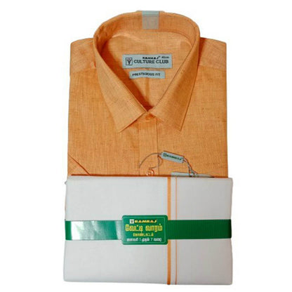 Ramraj's Men's Orange Half Sleeve Shirt & Dhoti Set