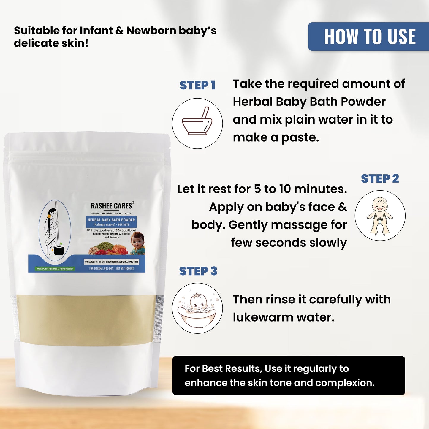 Rashee Cares Herbal Boy Baby Bath Powder