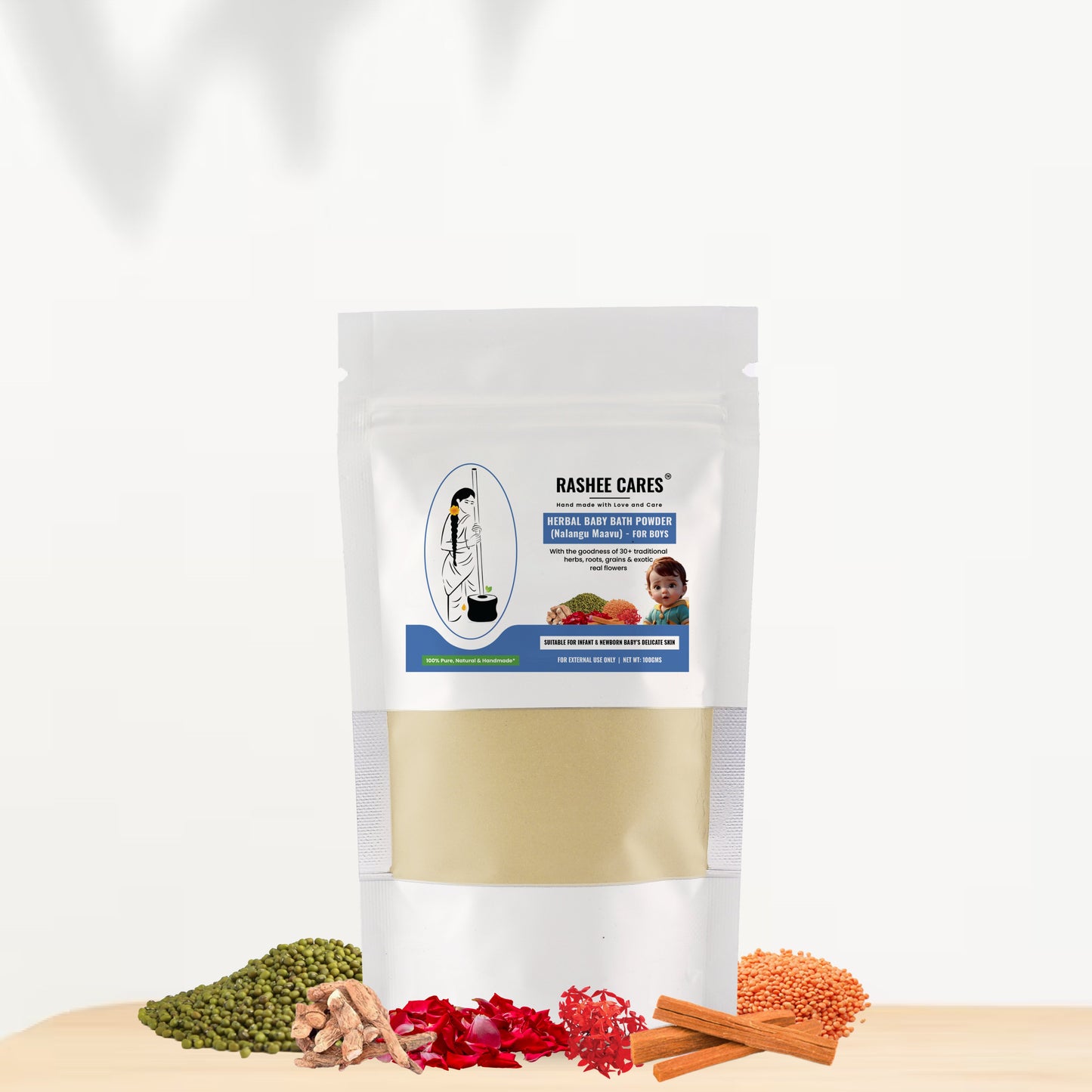 Rashee Cares Herbal Boy Baby Bath Powder