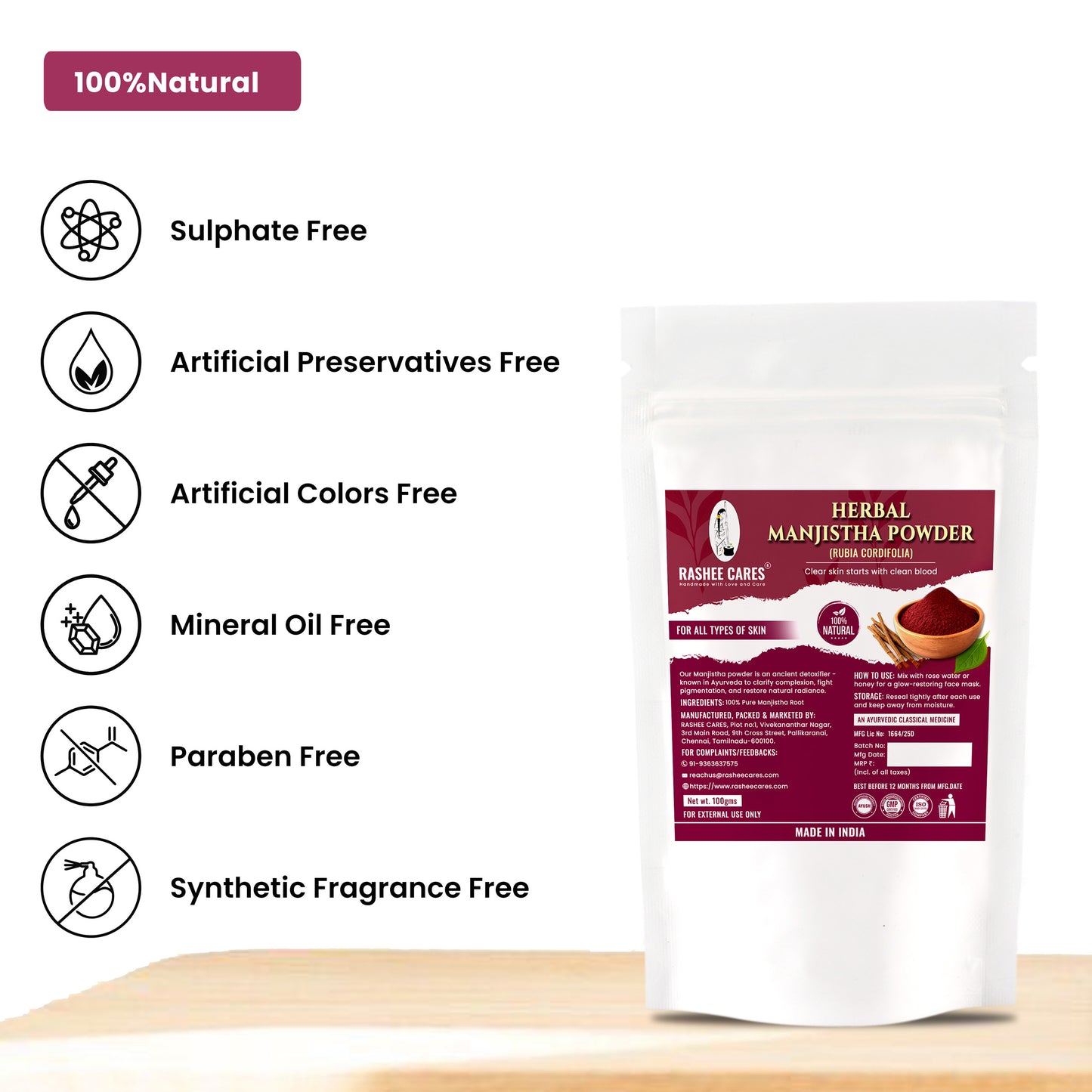 Rashee Cares Herbal Manjistha Powder