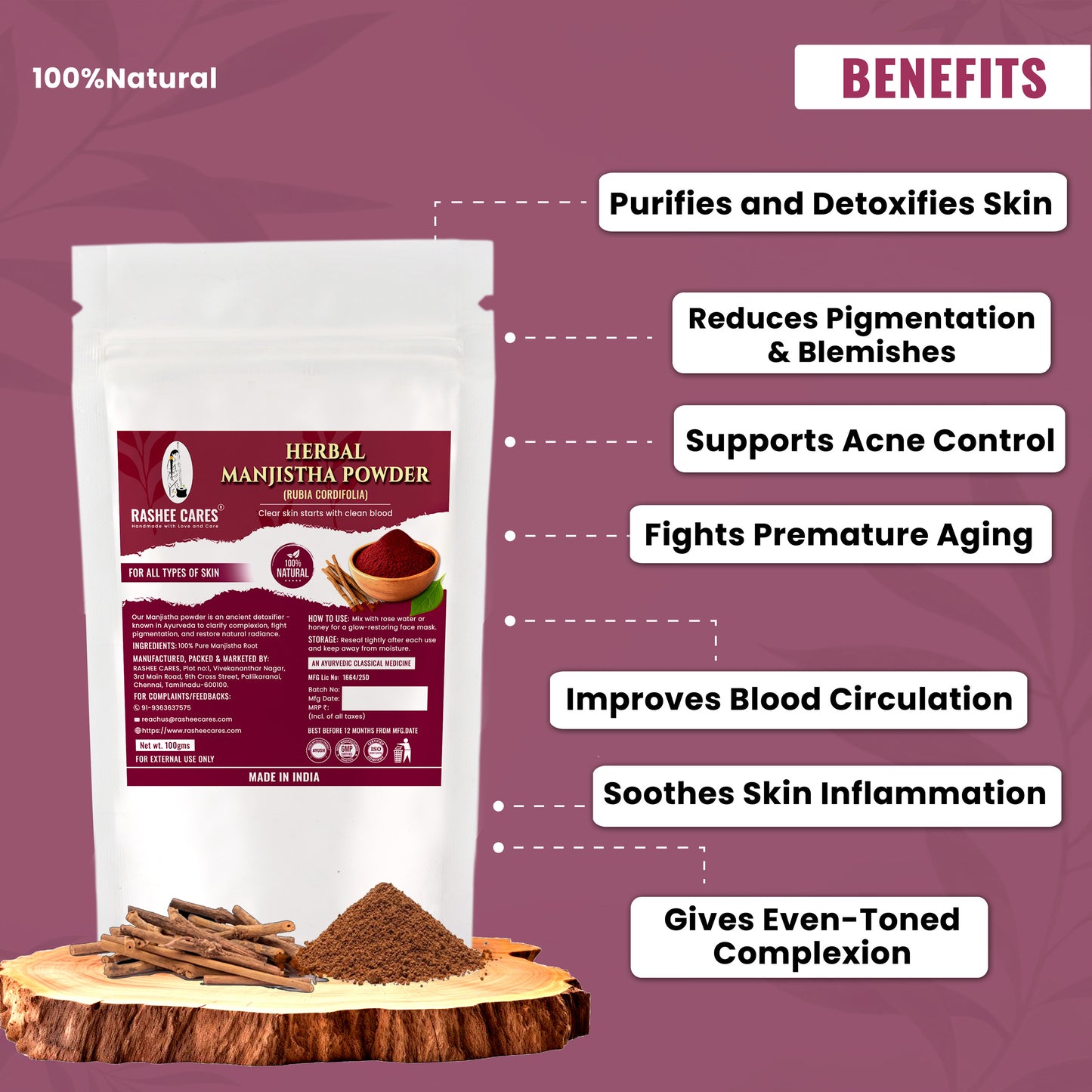 Rashee Cares Herbal Manjistha Powder