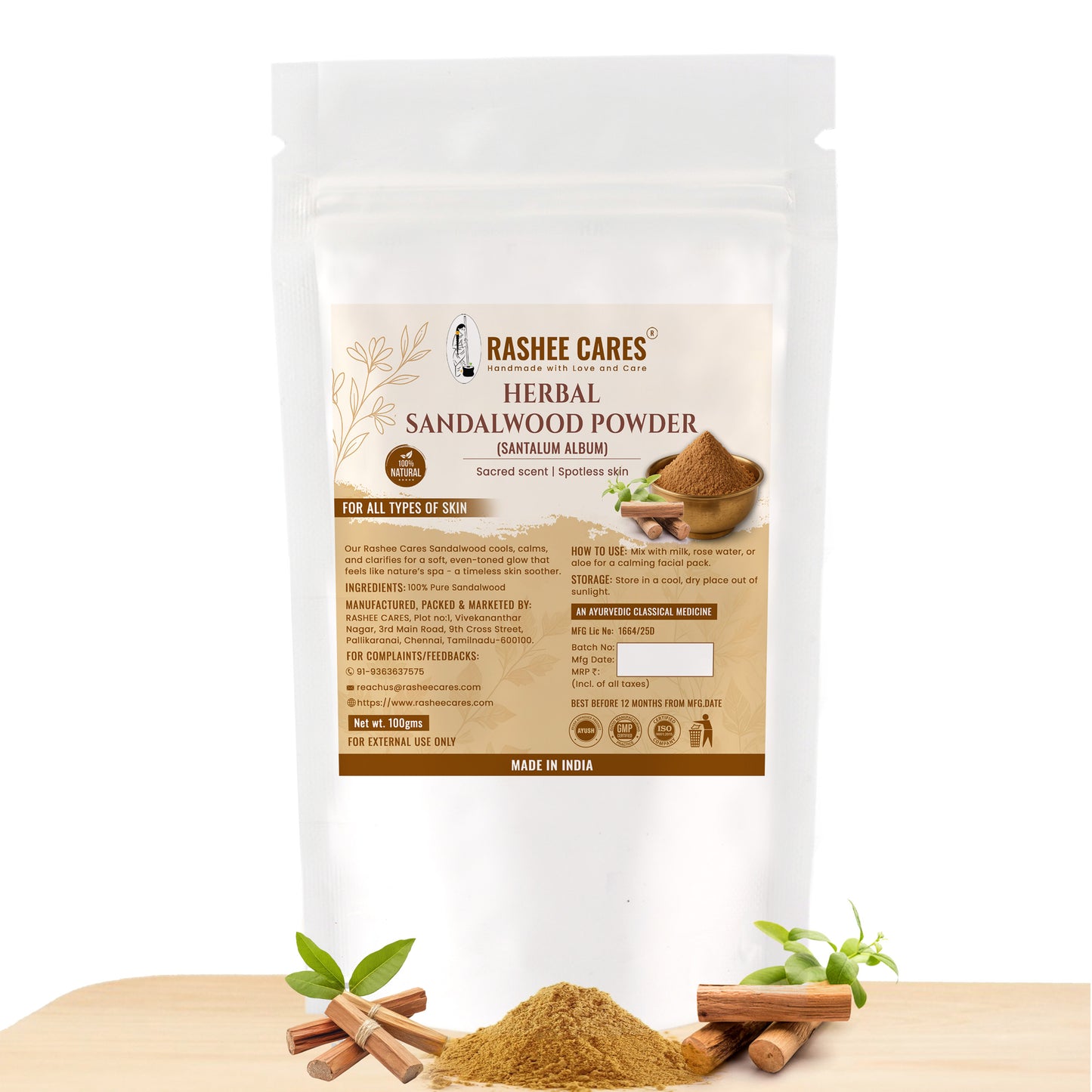 Rashee Cares Herbal Sandalwood Powder