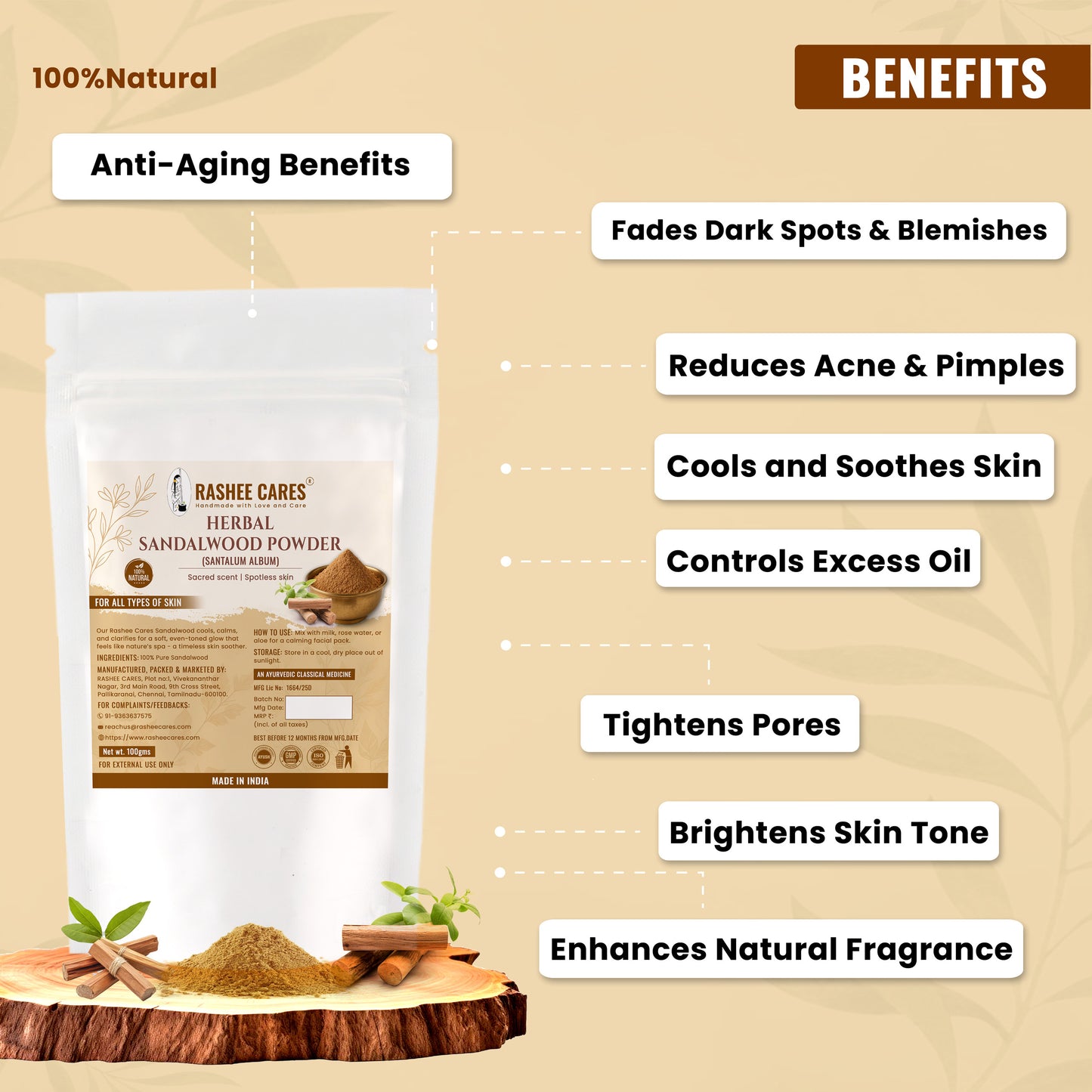 Rashee Cares Herbal Sandalwood Powder