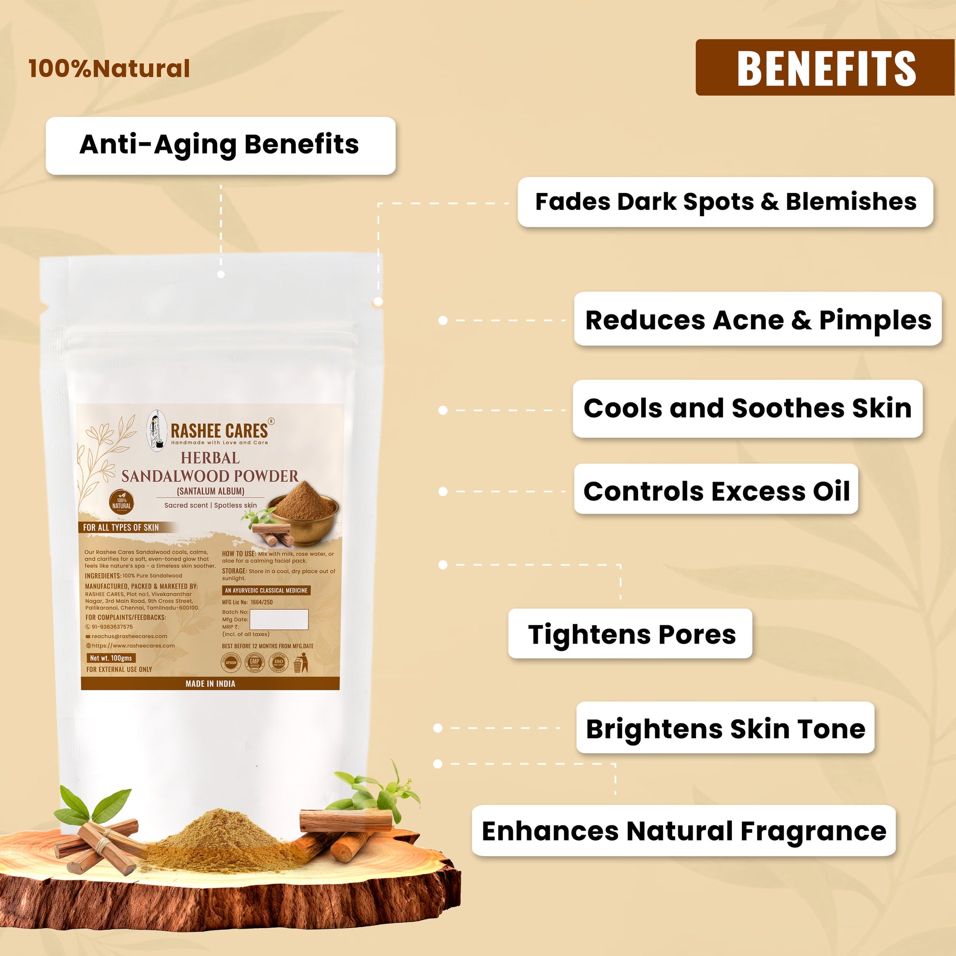 Rashee Cares Herbal Sandalwood Powder